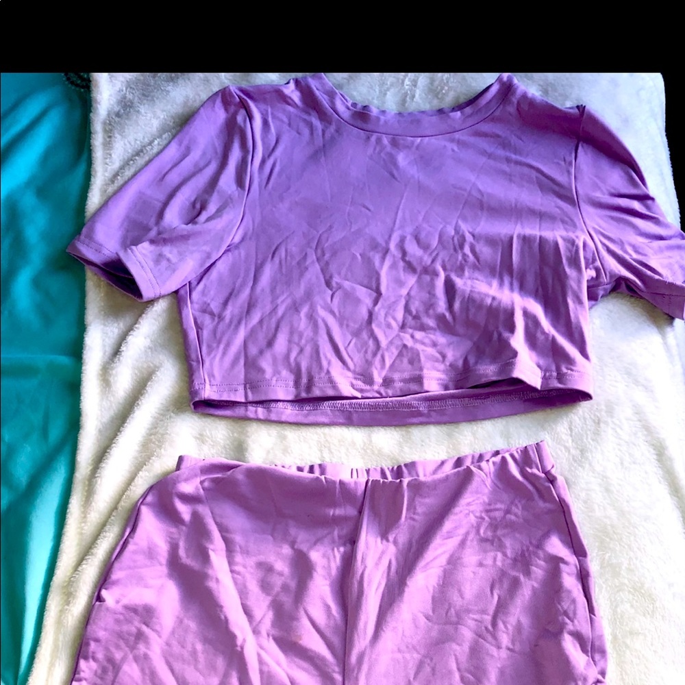Crop Top Biker Short Set